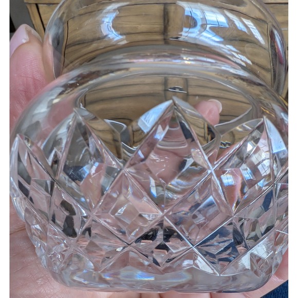 Vintage Cut Crystal Rose Bowl Vase With Diamond Pattern - Picture 6 of 6